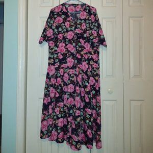 BloomChic 18/20 Navy and Pink Hibiscus Floral Print Dress with Pockets